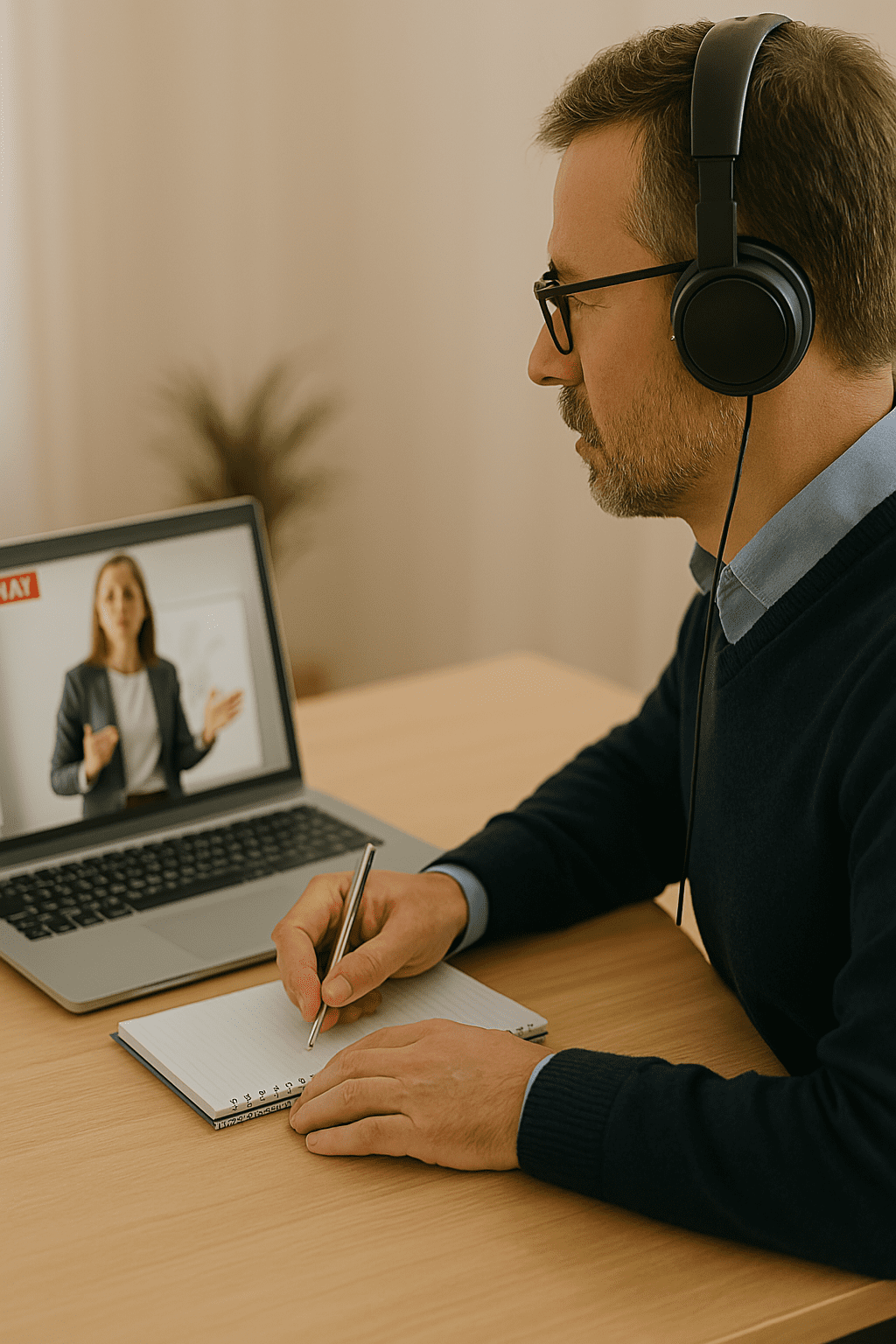 Mann im Onlinelehrgang